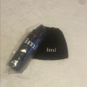 IMI Black Beanie and Blue Water Bottle Set